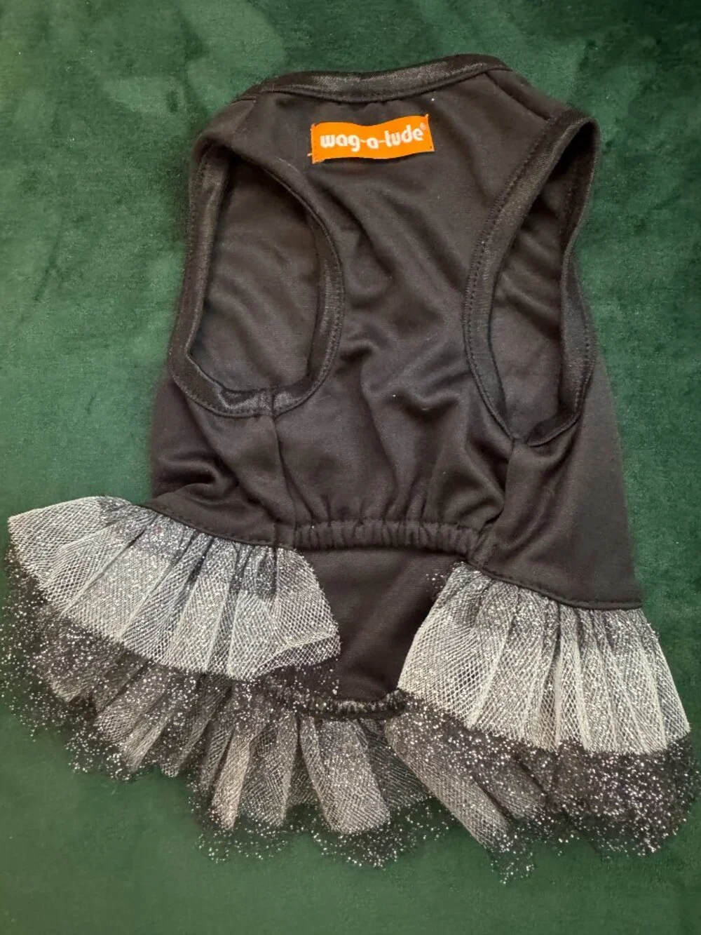 Wag-a-tude Black Skull & Bones Tulle Sparkly Dog Dress Size XS